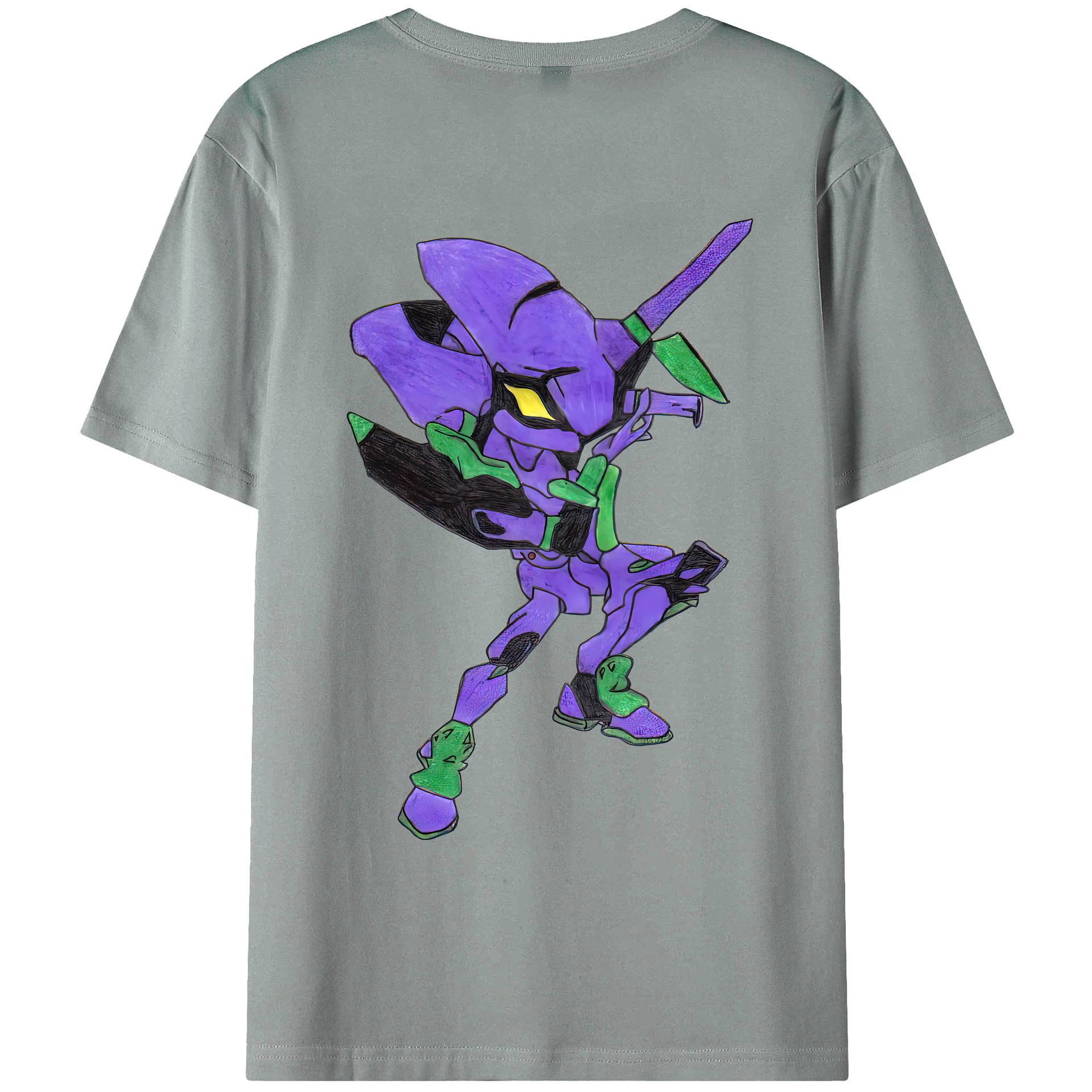 （画像用） EVA 新世紀エヴァンゲリオン 綿100％ メンズ半袖Tシャツ（バックプリント） 通気性